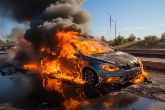 2 escapan del incendio de un coche que cerró la salida de Palmetto Expressway hacia NW 103rd Street