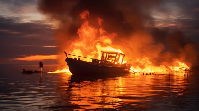 Una barcaza se incendia en Englewood el viernes por la mañana