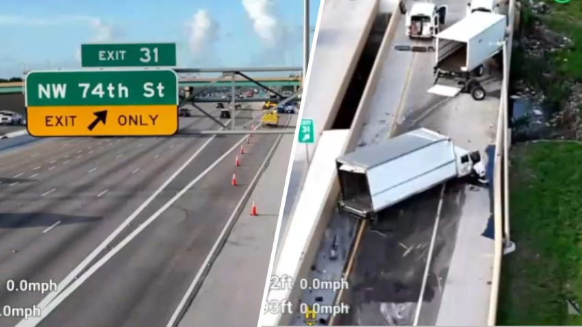 Choque de camiones cierra la rampa de salida de la autopista Florida's Turnpike hacia NW 74th Street
