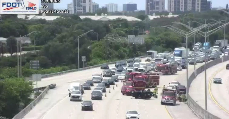 Choque en la I-95 Norte en West Palm Beach causa demoras en el tráfico