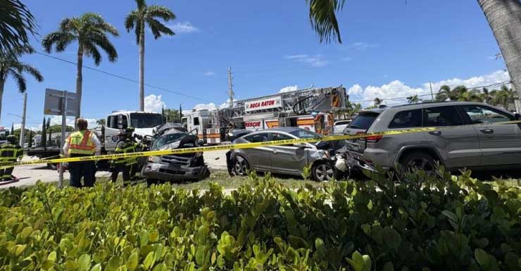 Hombre muere tras choque en Boca Raton cuando grúa impacta autos detenidos en semáforo