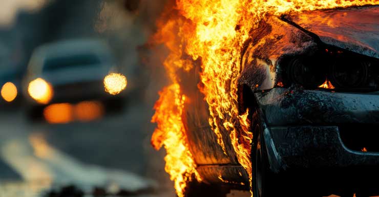 Powell Adams Road cerrada tras incendio de vehículo