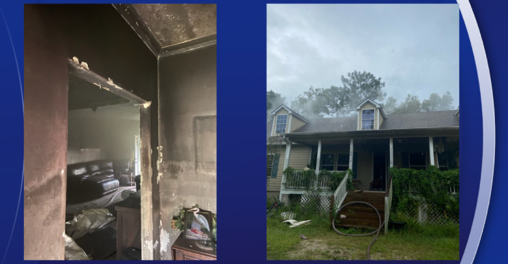 Rayo provoca incendio en vivienda en el condado de Citrus Rescate de Incendios del Condado de Citrus