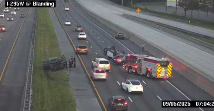 Choque en I-295 Oeste en Blanding Boulevard provoca demoras durante el viaje matutino