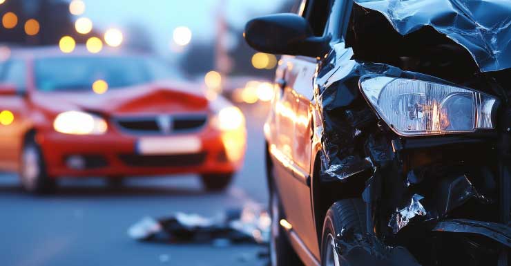 Auto choca a través del separador central en el puente Hathaway