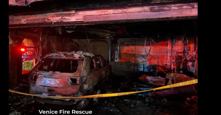 Cargador de carrito de golf provoca incendio en una casa en Venice