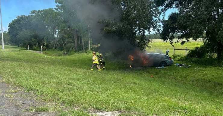 Choque con incendio en la I-95 Norte en el condado de Martin envía a una persona al hospital