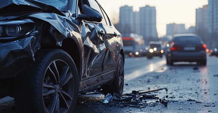 Choque por alcance envía auto contra la cerca de una gasolinera en el condado de Jackson