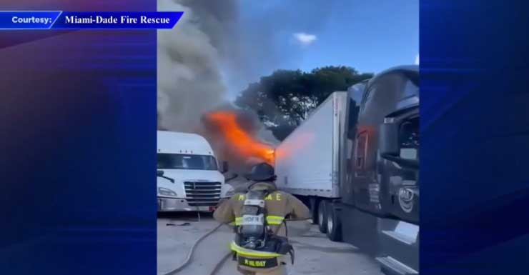 Controlan incendio de camión en Opa-locka y contienen fuga de combustible; no hubo heridos