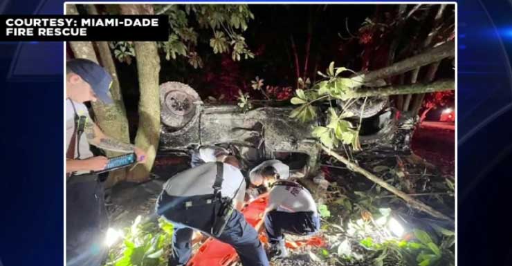 Dos personas hospitalizadas tras un accidente con volcamiento en el suroeste de Miami-Dade