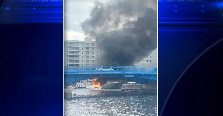Dos personas rescatadas tras incendio de embarcación en el Intracoastal de Fort Lauderdale