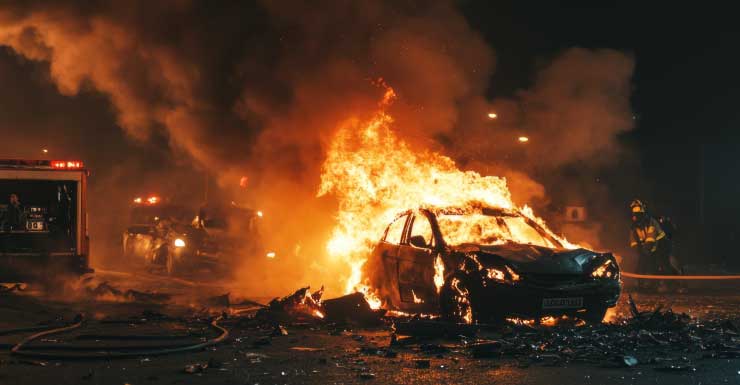 Incendio de vehículo en la I-95 Sur en Stuart bloquea el tráfico