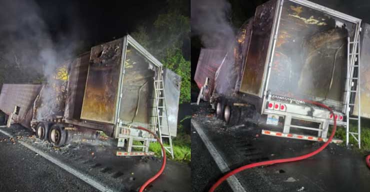 Incendio en camión que transportaba tomates en la I-75 en el condado de Sumter