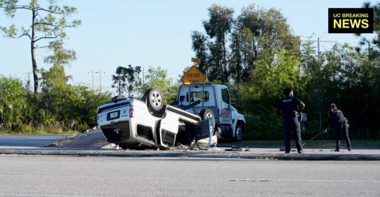 Accidente con volcamiento deja 2 heridos en Fort Myers