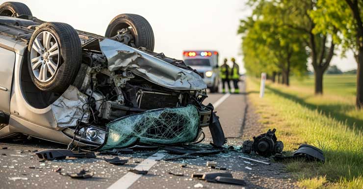 Carriles en dirección oeste de la I-4 cerrados debido a vehículo volcado.