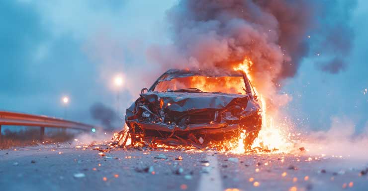 Incendio de vehículo en el Puente Hathaway.