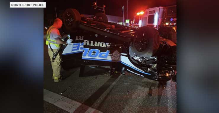 VIDEO Patrulla de la Policía de North Port se vuelca durante persecución a alta velocidad
