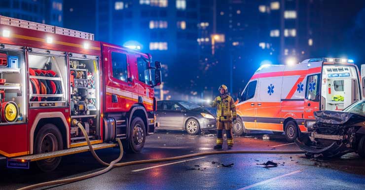 Ambulancia impactada mientras respondía a un accidente en la I-95 en el Condado de Volusia