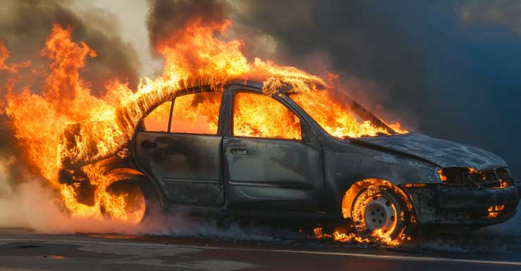 Bomberos de Cape Coral combaten incendio de un vehículo tras intento de encendido con cables