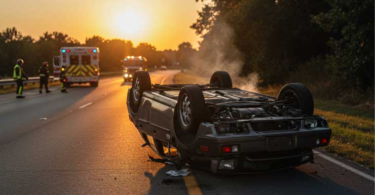 Conductor gravemente herido tras volcamiento en la Highway 77