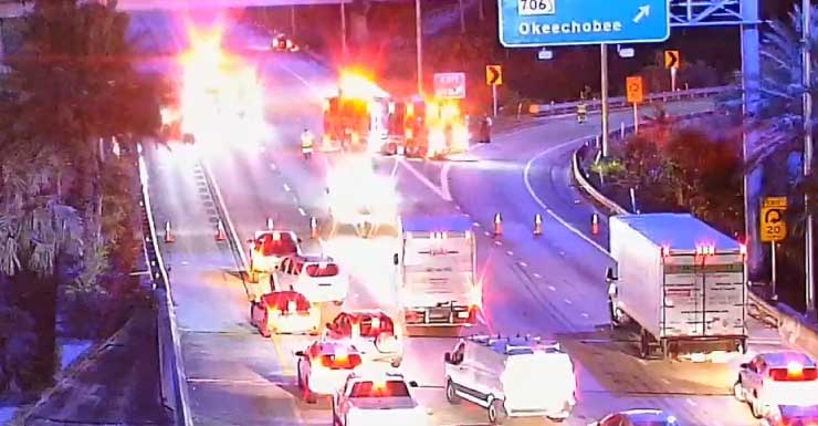 Reabren los carriles de la I-95 Norte en Jupiter tras accidente con heridos