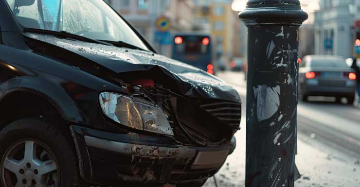 Auto choca y derriba poste de luz en la I-75