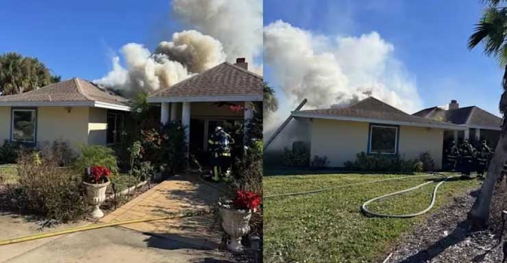 Bomberos luchan contra incendio en una casa de New Smyrna Beach
