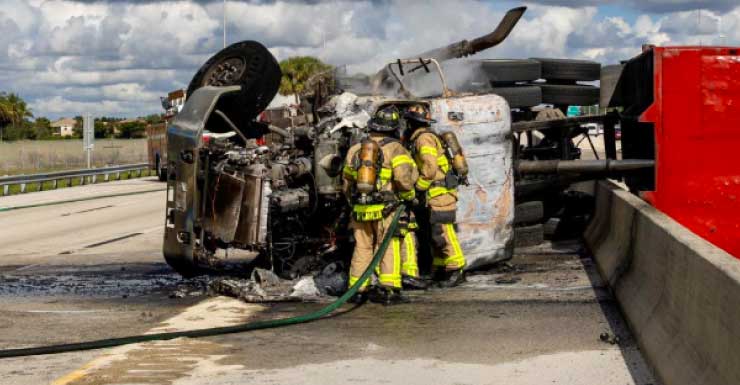 Camión de volteo se incendia en la autopista Florida’s Turnpike, provocando congestión vehicular