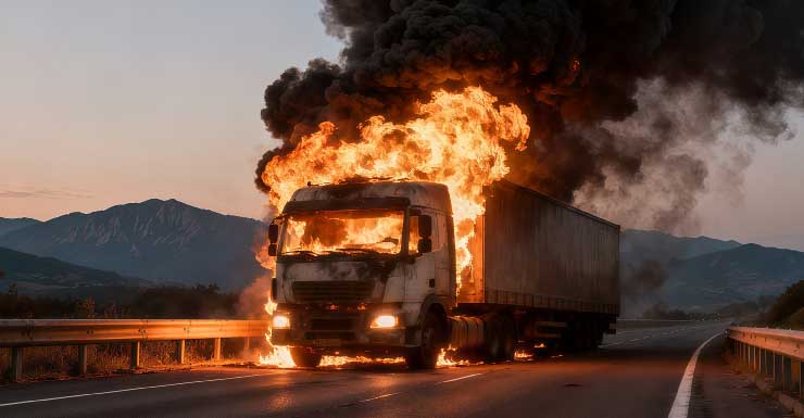 Camión semi-remolque que transportaba propano se incendia en la Turnpike de Florida en el condado de St. Lucie