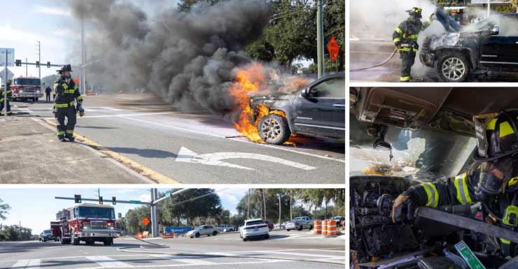 Equipo de Marion County Fire Rescue responde a incendio de camioneta; no se reportaron heridos