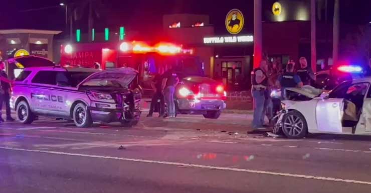 Oficial de policía de Tampa y otro conductor hospitalizados tras choque TPD