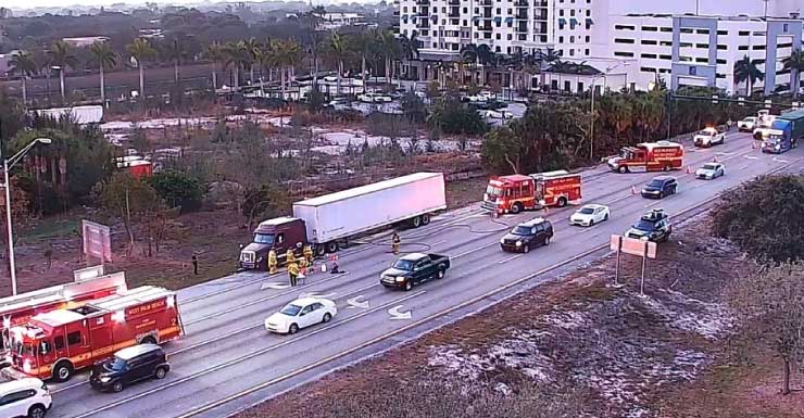 Accidente en la I-95 Norte en West Palm Beach bloquea carriles de la salida