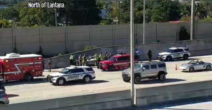 Choque en I-95 Sur bloquea 3 carriles derechos cerca de Lantana Road