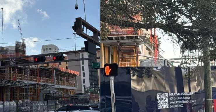 Cinco heridos tras derrumbe de andamio en el centro de West Palm Beach