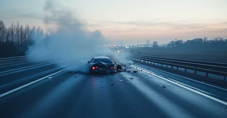 Conductor muere en accidente de un solo vehículo con incendio en County Road 474