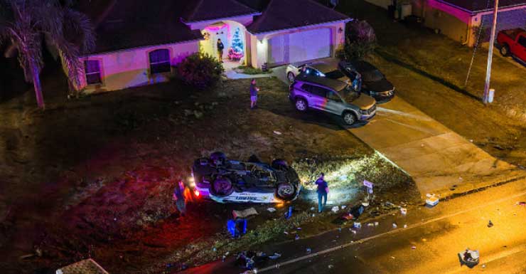 Vehículo de un deputy del condado de Lee vuelca en accidente múltiple en Lehigh Acres