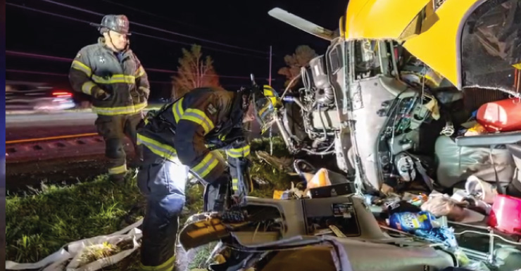 Camión semirremolque vuelca en la I-75 en el condado de Marion y choca contra otros dos vehículos