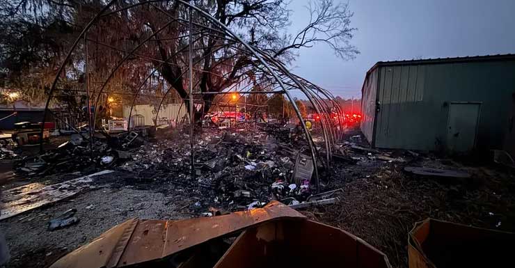 Incendio eléctrico destruye carpa en tienda liquidadora cerca de Dunnellon CCFR