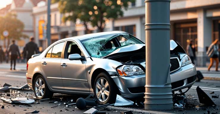 Poste de electricidad derribado tras choque vehicular en Newberry Road, Gainesville