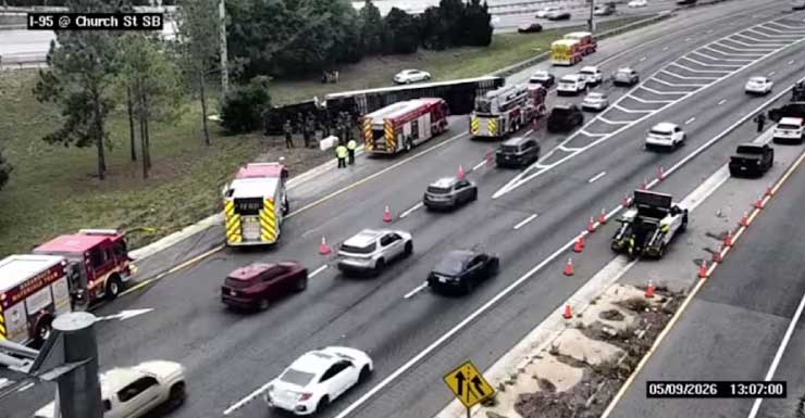 Carriles en dirección sur de la I-95 reabren cerca de Church St. tras el vuelco de un tráiler