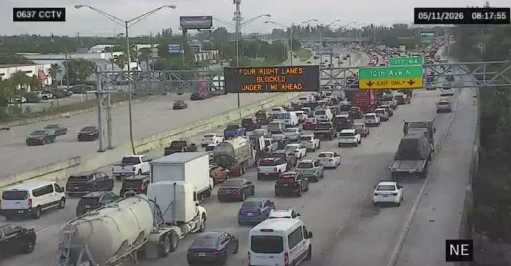 Choque bloquea carriles en la I-95 Norte en Lake Worth Beach