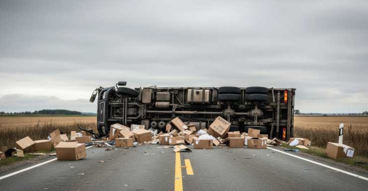 Accidente con camión semirremolque en Waldo Road causa bloqueo