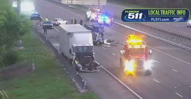 Accidente en cadena deja tres personas heridas en la I-95 sur del condado de Brevard, informan las autoridades