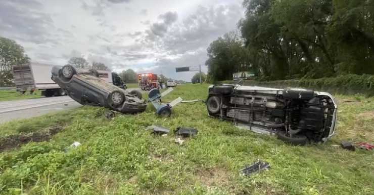 Dos carriles bloqueados en la I-75 tras accidente con volcadura