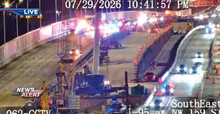 Accidente con volcadura en la I-95 Norte en North Miami-Dade provoca retrasos en el tráfico