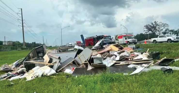 Accidente en Ocala destruye casa rodante en la I-75; no se reportan heridos