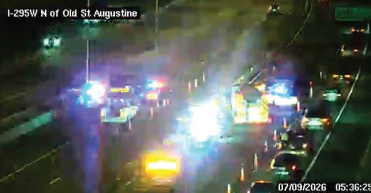 Accidente en la I-295 sur cerca de San Jose Boulevard fue despejado tras causar importantes congestionamientos