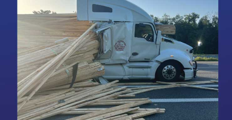 Derrame de madera provoca cierre de la Interestatal 75 en dirección sur en Hillsborough