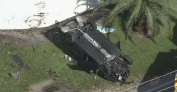 1 hospitalizado después de un accidente con vuelco en Biscayne Gardens que involucró una ambulancia privada