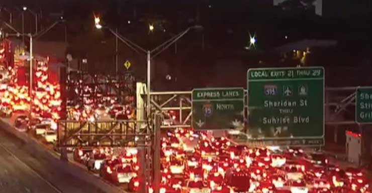 Carriles reabiertos en I-95 después de accidente en Hollywood Boulevard
